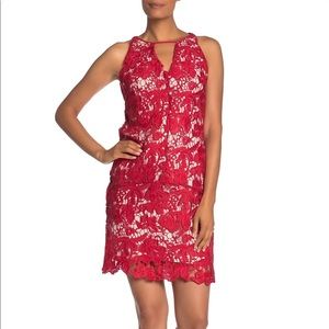 NWOT Sam Edelman Lace Sleeveless Shift Dress Red